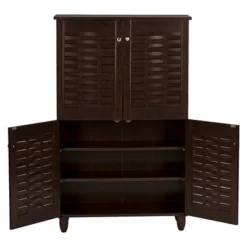 Winda Modern And Contemporary 4-Door Wooden Entryway Shoes Storage Cabinet - Dark Brown - Baxton Studio -Home Decoration Store GUEST 96ad8d57 e68a 4ba3 8e72 76c05dabd952