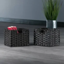2pc Melanie Woven Fiber 2 Small Basket Set Chocolate - Winsome -Home Decoration Store GUEST 987aeb08 552b 45a5 9c68 c8018fed065c