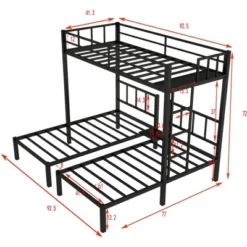 Twin Over Twin Metal Triple Bunk Bed With Ladder, Black-ModernLuxe -Home Decoration Store GUEST 98e97164 6318 4ff0 88e8 59dd15596f3f