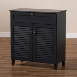 Shelf Wood Shoe Storage Cabinet With Drawer Coolidge Finished Dark Gray - Baxton Studio -Home Decoration Store GUEST 9984c3dd f884 4b2d a9a7 baf4359c4400