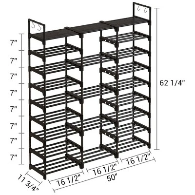 WOWLIVE 9-Tier Large Stackable Metal Shoe Rack Shelf Storage Tower Unit Cabinet Organizer For Closets, Fits 50 To 55 Pairs, Black 4 WOWLIVE 9-Tier Large Stackable Metal Shoe Rack Shelf Storage Tower Unit Cabinet Organizer For Closets, Fits 50 To 55 Pairs, Black - Image 4