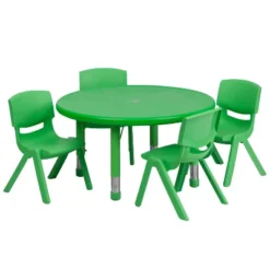 Flash Furniture 33" Round Plastic Height Adjustable Activity Table Set With 4 Chairs -Home Decoration Store GUEST 9ba7db33 e4cf 4585 b3a0 41aff703b2fd