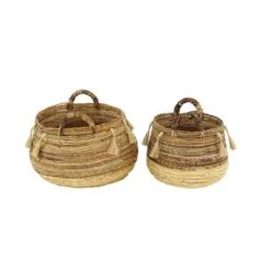 2pk Large Round Leaf Storage Baskets Natural/Beige - Olivia & May -Home Decoration Store GUEST 9e636d19 cb2f 4d4f 8761 1a3a4a88ab9b