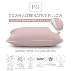 Firm Density Side/Back Sleeper, Down Alternative Pillow With MicronOne Technology, And Removable Pillow Protector
