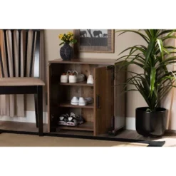 2 Door Cyrille Wood Shoe Cabinet Brown - Baxton Studio -Home Decoration Store GUEST 9f22d16b 0bd9 42dd 8620 5cec17f393db