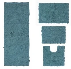 Bell Flower Collection Cotton Floral Pattern Tufted Bath Rug Set Pack Of 4 - Home Weavers