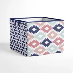 Bacati - Emma Aztec Design Fox Coral/Mint/Navy Storage Box Large