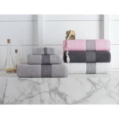 2pc Anton Turkish Cotton Bath Towel Set Black - Enchante Home