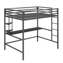 Full Maxwell Metal Loft Bed With Desk & Shelves - Novogratz