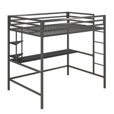 Full Maxwell Metal Loft Bed With Desk & Shelves - Novogratz 1 Full Maxwell Metal Loft Bed With Desk & Shelves - Novogratz