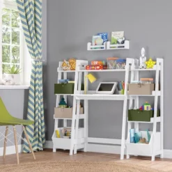 Kids' Desk With Ladder Shelf Storage And 2 Bonus Magnetic Art Display Bars White - RiverRidge Home -Home Decoration Store GUEST a18ea58d 2f31 4883 bf1a 7c63e2644974
