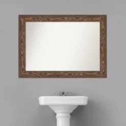 42" X 30" Non-Beveled Bridge Wood Bathroom Wall Mirror Brown - Amanti Art -Home Decoration Store GUEST a1c707b5 af41 461c 8f42 56a6a42cb397