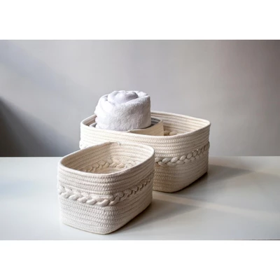 Assorted Set Of 3 Dharma Organizer Baskets - Off-White - Shiraleah 2 Assorted Set Of 3 Dharma Organizer Baskets - Off-White - Shiraleah - Image 2