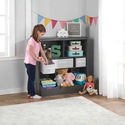 Badger Basket Combo Bin Storage Unit With 3 Baskets Charcoal 2 Badger Basket Combo Bin Storage Unit With 3 Baskets Charcoal - Image 2