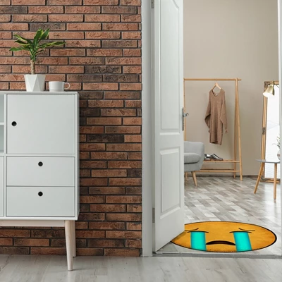 Deerlux Emoji Style Round Funny Smiley Face Kids Area Rug, Sobbing Emoji Rug 1 Deerlux Emoji Style Round Funny Smiley Face Kids Area Rug, Sobbing Emoji Rug