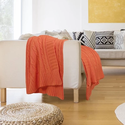 PiccoCasa Soft 100% Cotton Knitted Lightweight Cable Bed Home Decorative Blanket 6 PiccoCasa Soft 100% Cotton Knitted Lightweight Cable Bed Home Decorative Blanket - Image 6
