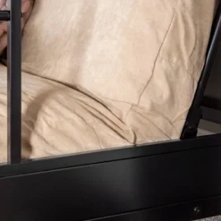 Twin Over Futon Analise Metal Bunk Bed Black - Saracina Home -Home Decoration Store GUEST aa2d1e2d b75c 4bdb 9c73 1846806f43c6