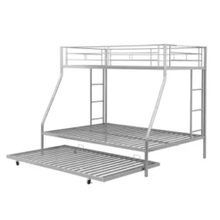 Twin Over Full Steel Bunk Bed With Twin Size Trundle Bed And Two-Side Ladders-ModernLuxe -Home Decoration Store GUEST aa767a84 357c 4531 b5ac 9dc587493a1d