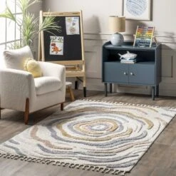 NuLOOM Adette Abstract Swirl Kids Tassel Area Rug