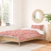 Deny Designs Fimbis Living Coral Stripes Duvet Cover Set White