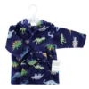 Hudson Baby Infant Boy Plush Animal Face Bathrobe, Navy Dinosaur, 0-9 Months
