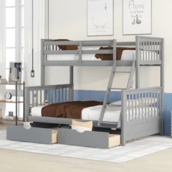 Twin Over Full Bunk Bed With Ladders And Two Storage Drawers-ModernLuxe -Home Decoration Store GUEST acd3e1aa b4d9 4874 819c ac1d331bc4b2