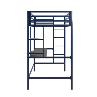 Twin Maxwell Metal Loft Bed With Desk & Shelves Blue/Black - Novogratz 5 Twin Maxwell Metal Loft Bed With Desk & Shelves Blue/Black - Novogratz - Image 5