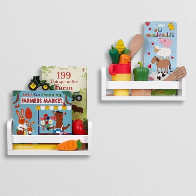 2pk Kids' 10" Floating Wall Mount Bookshelf Set White - RiverRidge Home 5 2pk Kids' 10" Floating Wall Mount Bookshelf Set White - RiverRidge Home - Image 5