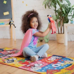 KC CUBS | Justice League Girls Kids Hopscotch Number Counting Educational Learning & Game Play Nursery Bedroom Classroom Rug Carpet, 2' 7" X 6' 0" -Home Decoration Store GUEST b1266aaf 6f3e 4e01 a7f6 c9d1a2f3bb26