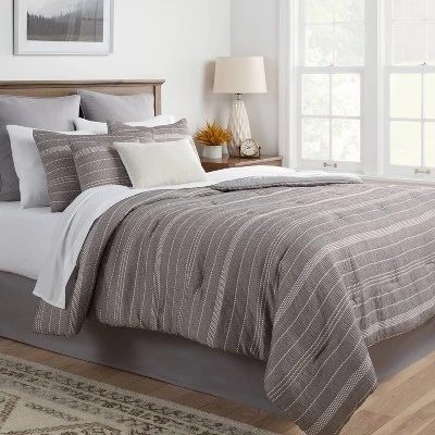 12pc Chambray Matelasse Stripe Comforter & Sheet Bedding Set Gray - Threshold™ 1 12pc Chambray Matelasse Stripe Comforter & Sheet Bedding Set Gray - Threshold™