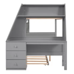 Twin Over Full Bunk Bed With Trundle, Built-in Desk, Three Storage Drawers And Shelf-ModernLuxe -Home Decoration Store GUEST b283f280 55b8 41ac 87ef 25eefac7c032