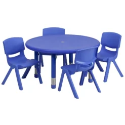 Flash Furniture 33" Round Plastic Height Adjustable Activity Table Set With 4 Chairs -Home Decoration Store GUEST b4bff596 55e6 4b65 a3a1 9e18f9bf47f5