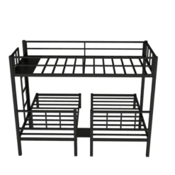 Twin Over Twin Metal Triple Bunk Bed With Ladder, Black-ModernLuxe -Home Decoration Store GUEST b5903270 99f9 40ba 898e 65c549c8ed7b