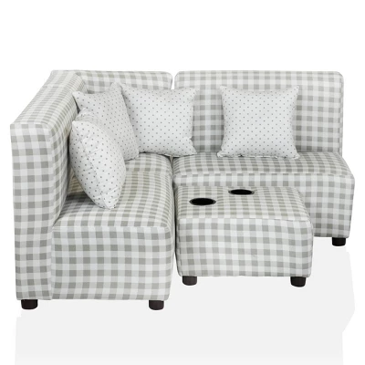 Tibbetts Kids' Sectional With Ottoman Gray/White - HOMES: Inside + Out 3 Tibbetts Kids' Sectional With Ottoman Gray/White - HOMES: Inside + Out - Image 3