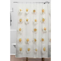 Cassia Beck Daisy Collection Shower Curtain White - Deny Designs