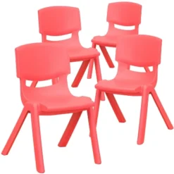 Emma And Oliver 4 Pack Plastic Stack School Chair With 12" Seat Height - Kids Chair -Home Decoration Store GUEST b9492034 9990 4a1e 86e5 ff25fdd84121
