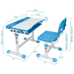 Mount-It! Kids Desk And Chair Set | Height Adjustable Ergonomic Children's School Workstation With Storage Drawer | Blue -Home Decoration Store GUEST b9b29310 56c7 4ca8 9a43 3f963facdd3e