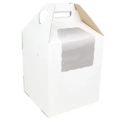 O'Creme Tall White/Kraft Cake-Carrier Box 10 Inch X 10 Inch X 12 Inch High With Window - Pack Of 10