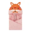 Hudson Baby Infant Girl Cotton Animal Face Hooded Towel, Foxy, One Size