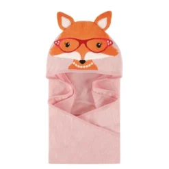 Hudson Baby Infant Girl Cotton Animal Face Hooded Towel, Foxy, One Size