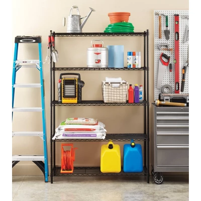 Whitmor 5 Tier Supreme Shelving Black 2 Whitmor 5 Tier Supreme Shelving Black - Image 2