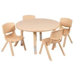 Flash Furniture 33" Round Plastic Height Adjustable Activity Table Set With 4 Chairs -Home Decoration Store GUEST ba9569ea e319 4a83 9b4c 2176ac0d5613