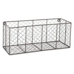 DII Chicken Wire Vintage Industrial Rustic Farmhouse Wall Medium Storage Basket For Plants, Towels, Food, And More, Gray (2 Pack)