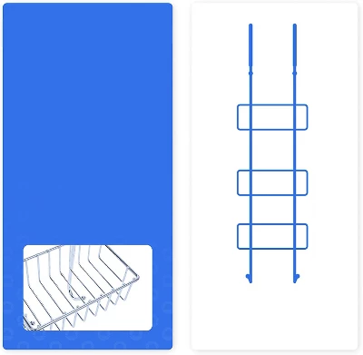 Bamodi 7" X 7" Shelf Stainless Steel Hanging Shower Caddy With Hooks - 2-Tier - Silver 3 Bamodi 7" X 7" Shelf Stainless Steel Hanging Shower Caddy With Hooks - 2-Tier - Silver - Image 3