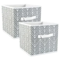 Set Of 4 11" X 11" X 11" Nonwoven Polyester Herringbone Square Storage Cube Gray - Design Imports -Home Decoration Store GUEST bb3b1c83 994c 4a6d 888d 08f3436a4c32