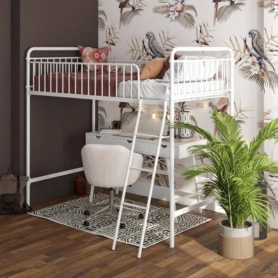Twin Kaila Metal Loft Bed White - Room & Joy 1 Twin Kaila Metal Loft Bed White - Room & Joy