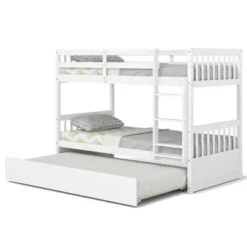 Costway Twin Over Twin Bunk Bed With Twin Trundle Solid Wood Frame Espresso/White 21 Costway Twin Over Twin Bunk Bed With Twin Trundle Solid Wood Frame Espresso/White -Home Decoration Store GUEST c1beda1d 01b9 4748 9be8 56285e9564f1