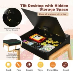 Costway Kids Table & Chair Set Wooden Activity Art Study Desk W/Storage Space -Home Decoration Store GUEST c6603581 62dd 4604 a059 589692b2cb49