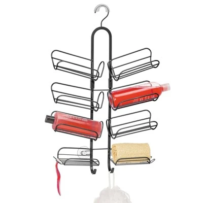 MDesign Steel Metal Bathroom/Shower Caddy Rack With Hooks And Baskets 8 MDesign Steel Metal Bathroom/Shower Caddy Rack With Hooks And Baskets - Image 8