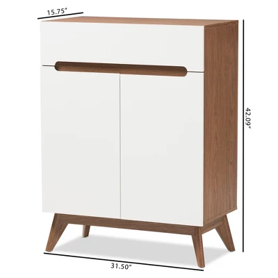 Calypso Mid - Century Modern Wood Storage Shoe Cabinet - Brown - Baxton Studio 8 Calypso Mid - Century Modern Wood Storage Shoe Cabinet - Brown - Baxton Studio - Image 8